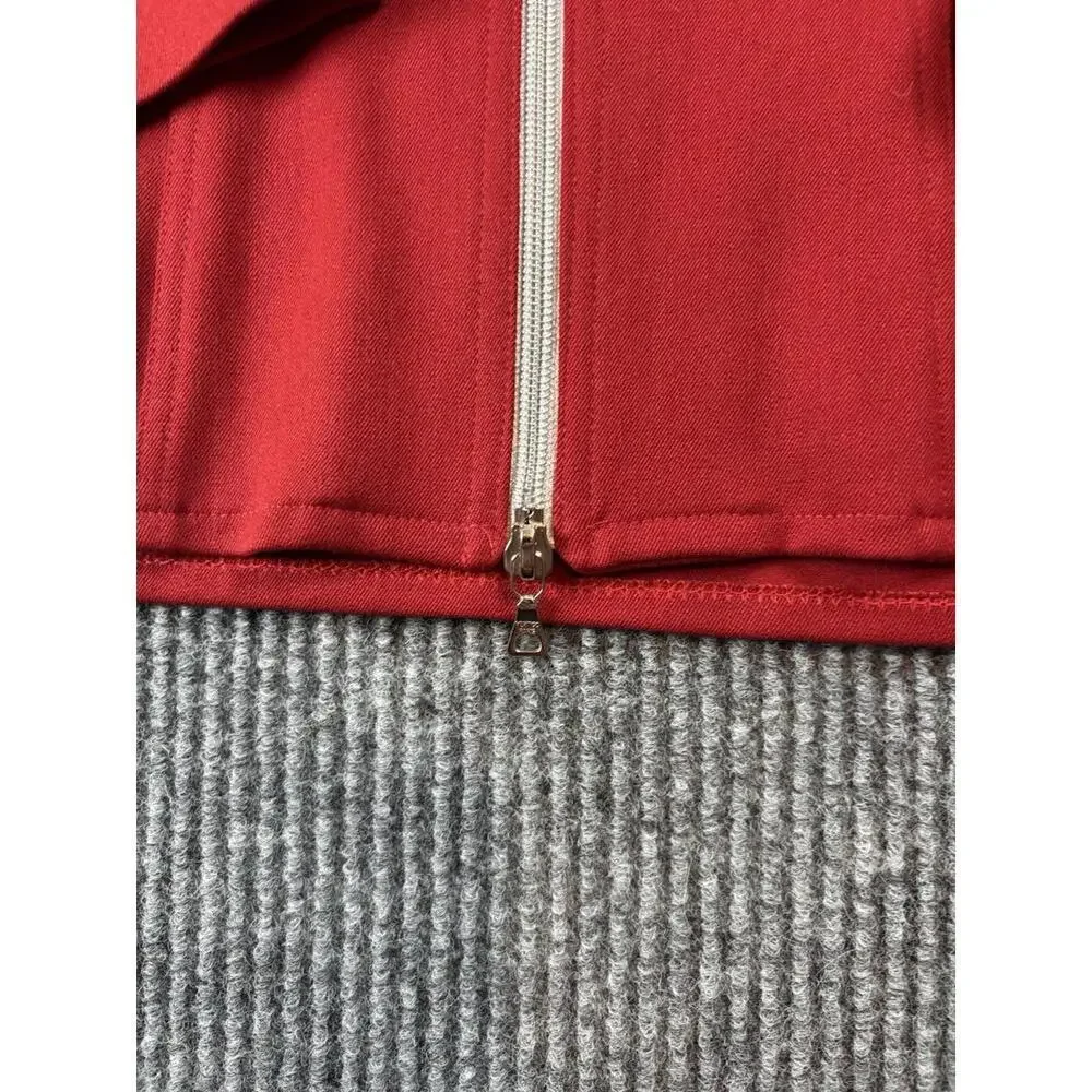 90s Vintage Designer Vertigo Paris Blazer Womens Medium Red Silver Accents Zips - Picture 3 of 15